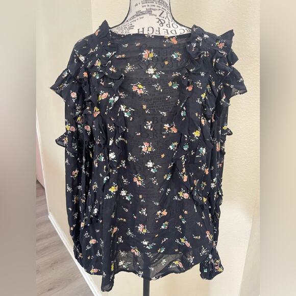 Zara floral ruffled top‎ size large - Picture 1 of 6